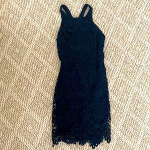 It’s a mini dress from Hollister in a blue.